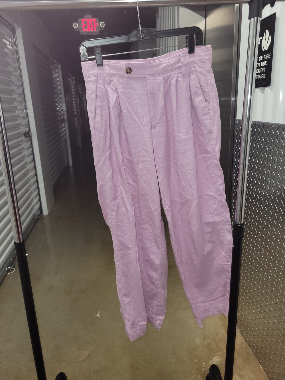 Banana Republic linen-blend pleated trouser pink lavender Purple